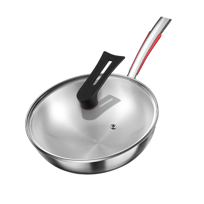 Alemania 316 sin recubrimiento de acero inoxidable olla antiadherente estufa electromagnética doméstica de gas especial olla de frita de verduras