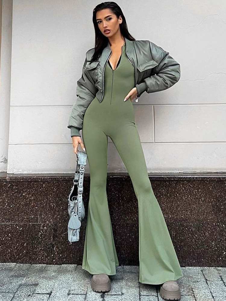 Women's Long Sleeve Bodysuits Zipper Streetwear Solid Color display picture 3