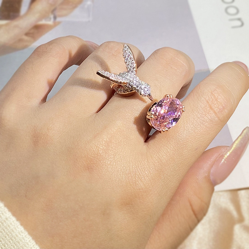 INS Style Eagle Copper Plating Zircon Open Ring 1 Piece