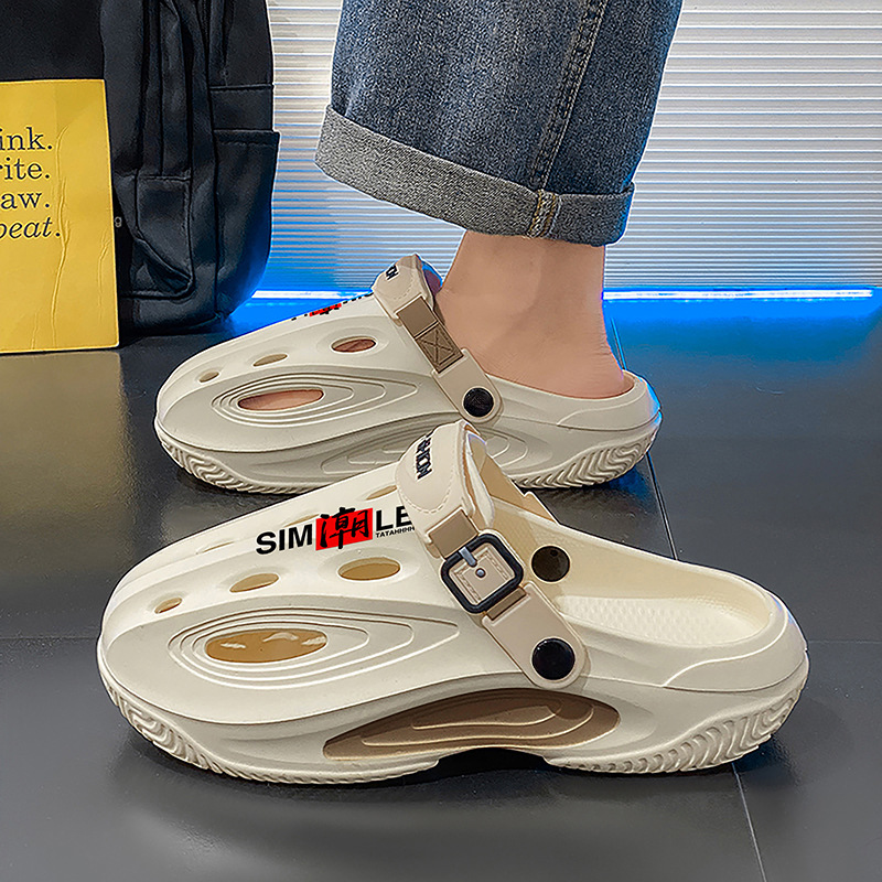 Zapatos con agujeros para hombres 2025 verano ocio para estudiantes vadeo en la playa, suela gruesa ligera, zapatillas Baotou