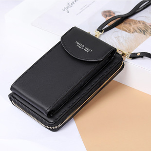 2021 New Women's Long Clutch Bag Large Capacity Mobile Phone Wallet Zipper Solid Color Shoulder Crossbody Bag