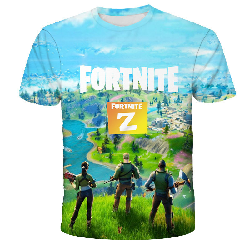 Children's Clothing Cross-Border E-Commerce Summer Style Fortnite 3D Digital Printed Short-Sleeved Casual Sports T-Shirt Top