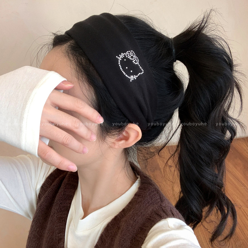 韩里韩气~ 可爱KT猫烫钻宽边发箍女高颅顶气质头箍日常外戴头饰品|undefined