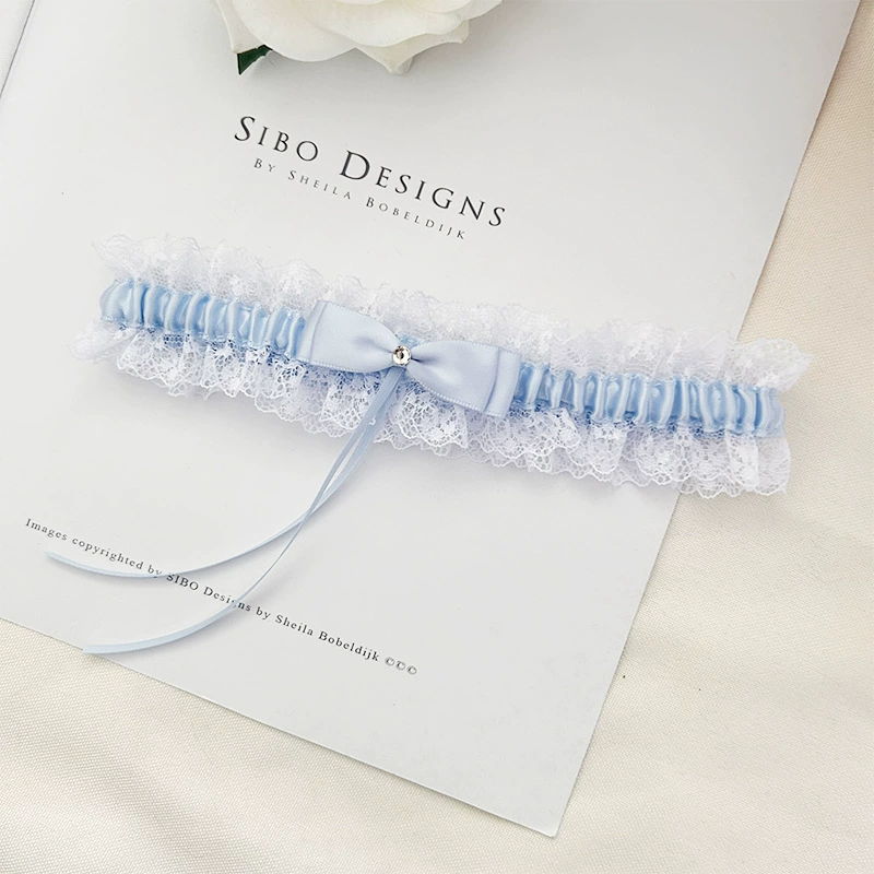 White leg strap with bow for bride, European style