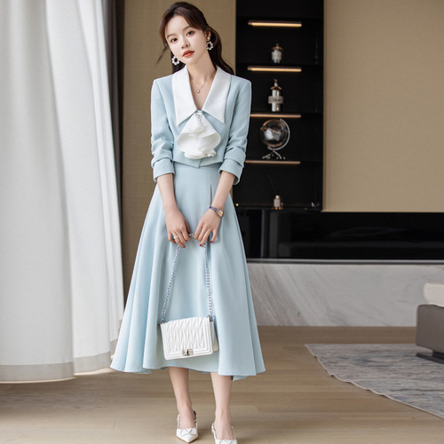 Formal occasion suit suit skirt women's spring and autumn professional temperament goddess style small dress high-end small fragrance two-piece set