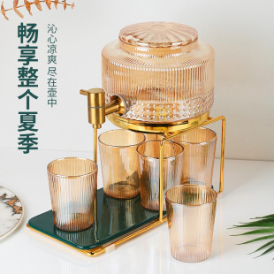 Refrigerator Glass Beverage Dispenser with Spigot, High-Temperature Resistant Fruit Tea Dispenser, Large Capacity Cold Water Dispenser, Large Capacity Cold Water Pitcher