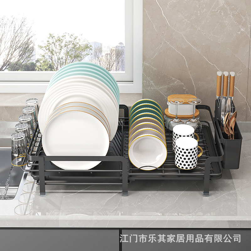 Estante de almacenamiento de platos de cocina, fregadero, palillos y platos, estante de almacenamiento de platos y platos, estante de drenaje retráctil multifuncional para la mesa doméstica