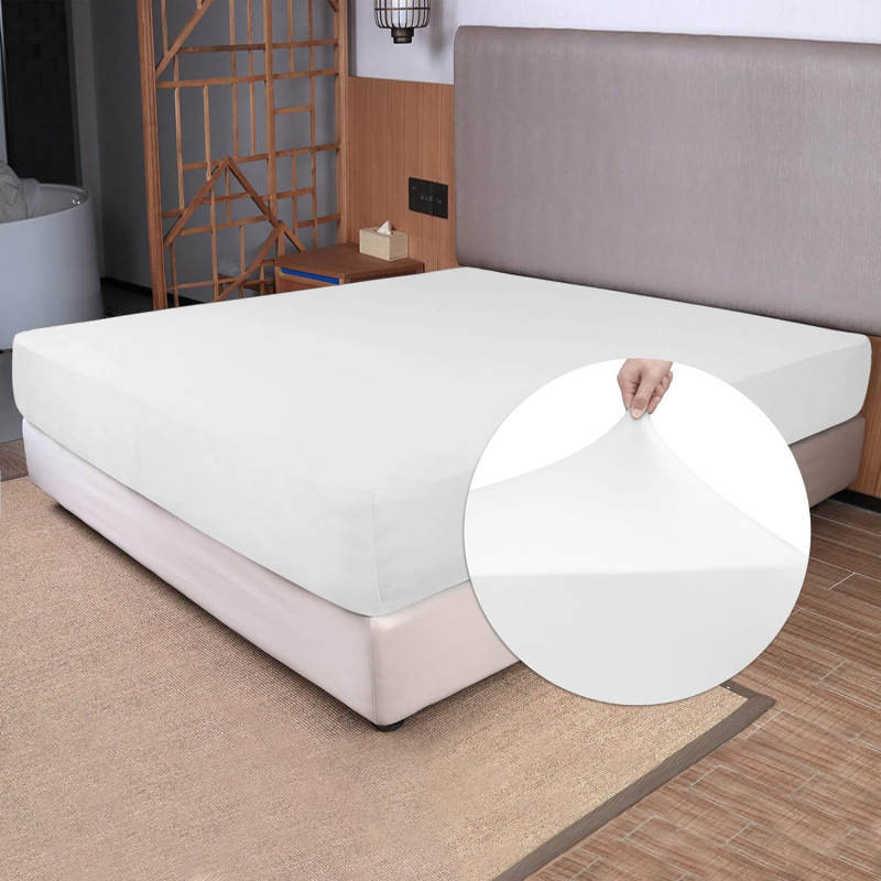 Cross-Border Soft and Stretchy Large Double Bed Fitted Sheet, Plain Knit, Non-Slip, Soft and Comfortable, White Cross-Border Soft and Stretchy Large Double Bed Fitted Sheet, Plain Knit, Non-Slip, Soft and Comfortable, White