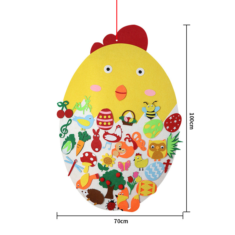 Suministro transfronterizo de los niños educativos hechos a mano de Pascua adornos decorativos de Pascua fieltro de pollo DIY colgante
