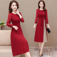 2025年秋季新款时尚洋气连衣裙女系带修身中长款时髦女装流行裙子