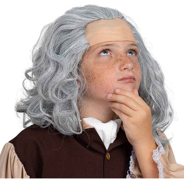 Einstein Wig Headgear Old Professor cos Wig Kidsren's Full Set Stage Performance Props White Wig Einstein Wig Headgear Old Professor cos Wig Kidsren's Full Set Stage Performance Props White Wig