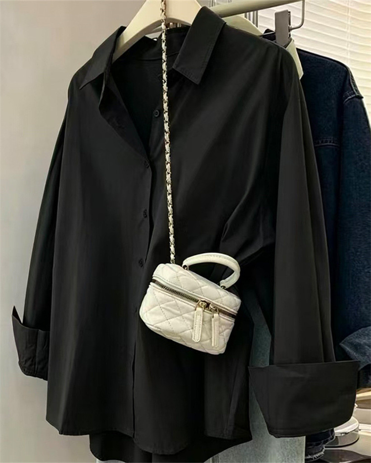 Women's Blue Shirt Elegant New Design Casual Loose Fit Long Sleeved Shirts For Layering Outerwear_ecoleips.com