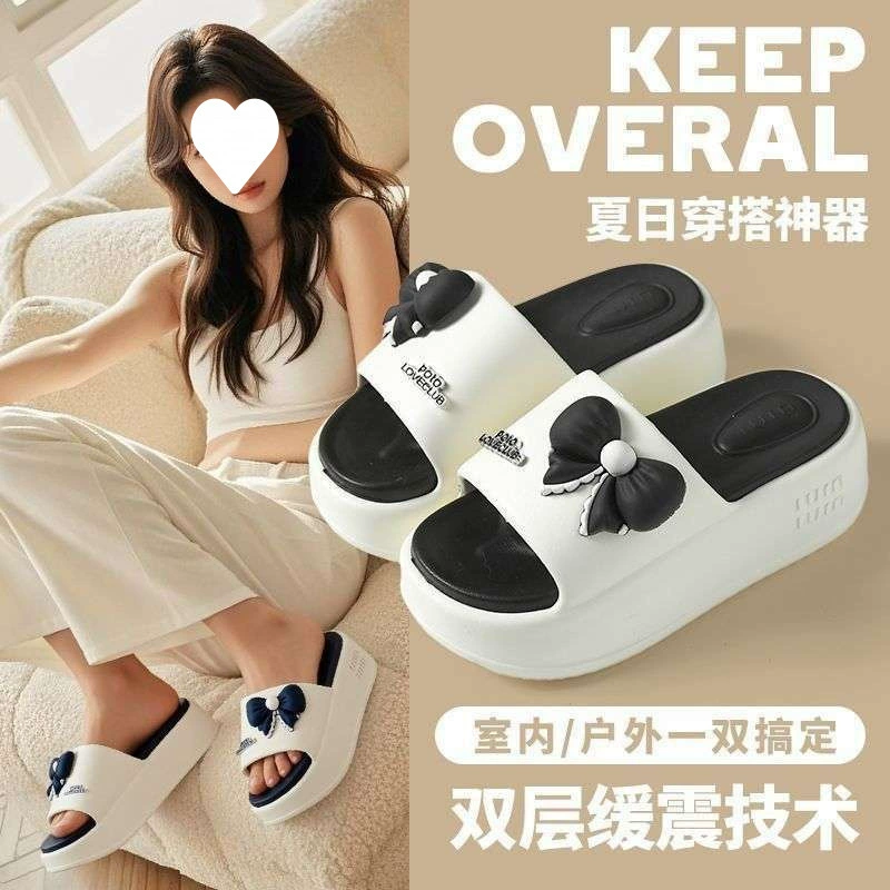 Тапочки с бантиками, летний нишевый горячий стиль, модная верхняя одежда в корейском стиле, противоскользящие для ног в помещении.