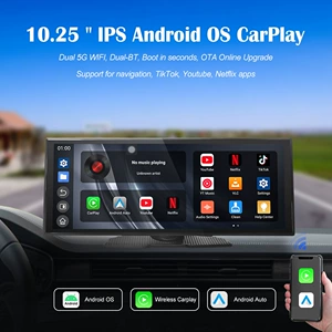 10.25 düym Dual Wifi Dash Cam simsiz Carplay ağıllı ekran Android naviqasiya