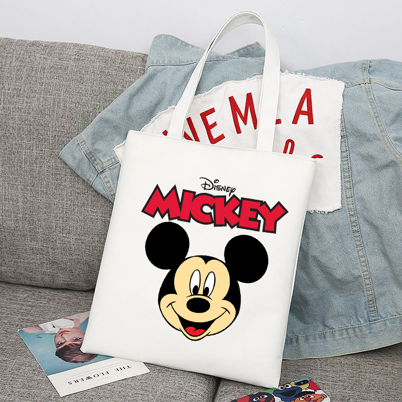 Mickey Minnie Mouse impreso bolsa de lona bolso de hombro bolso plegable bolso de compras