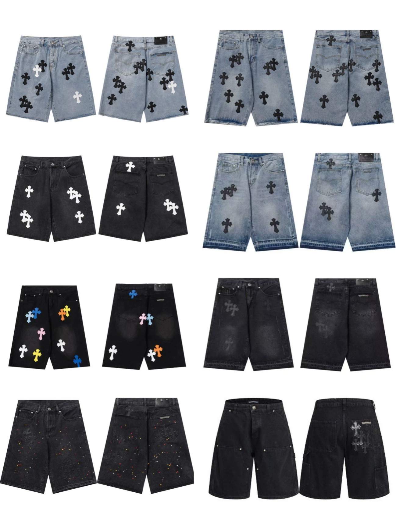 Kişi və qadın üçün casual şort, dəri patch detallı