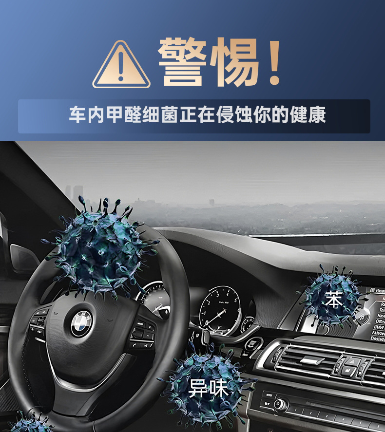Vehicle-Mounted Air Purifier, Formaldehyde Removal, Odor Removal, Aromatherapy, Negative Ion Purifier, Bass Purification, Cross-Border