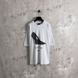 Correct Version of High-Quality B Brand 25Ss New High Heels with Front and Back Direct Spray Printing Loose Short-Sleeve T-Shirt