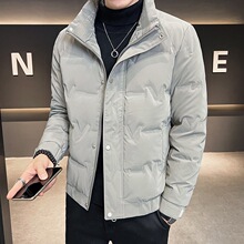 春节短款轻薄羽绒服男士新款爆款立领帅气时尚潮保暖男外套灰绿色