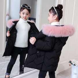 新款潮中大童中长款棉袄2023女童冬季外套小女孩韩版保暖加厚棉服