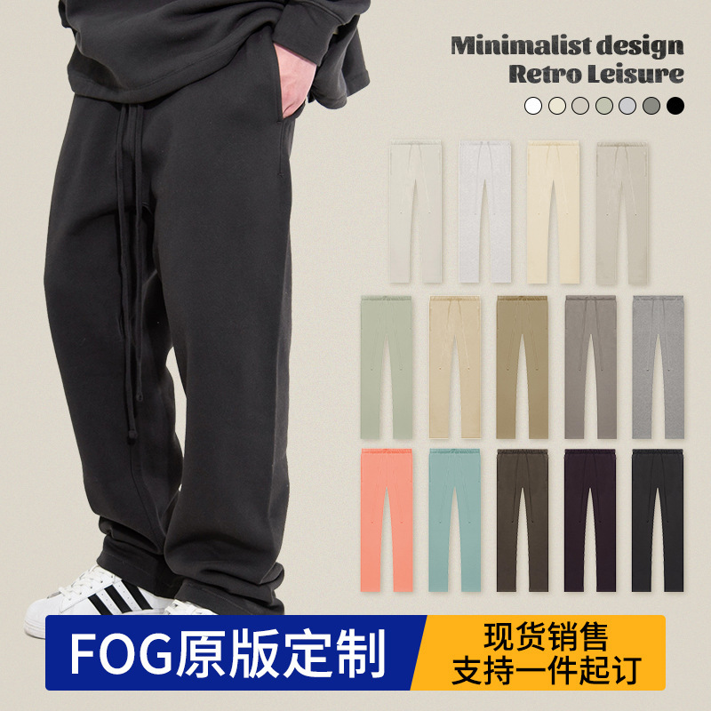 in stock Light Board ESS Pants Straight plus size Trendy Brand Men's and Women's Sports Casual Pants fleece-lined Thick