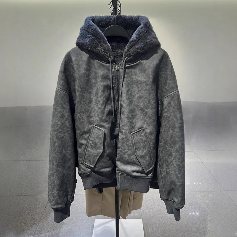 Autumn New Men's Fashion Leather-Effect Reversible Bomber Jacket 0993401