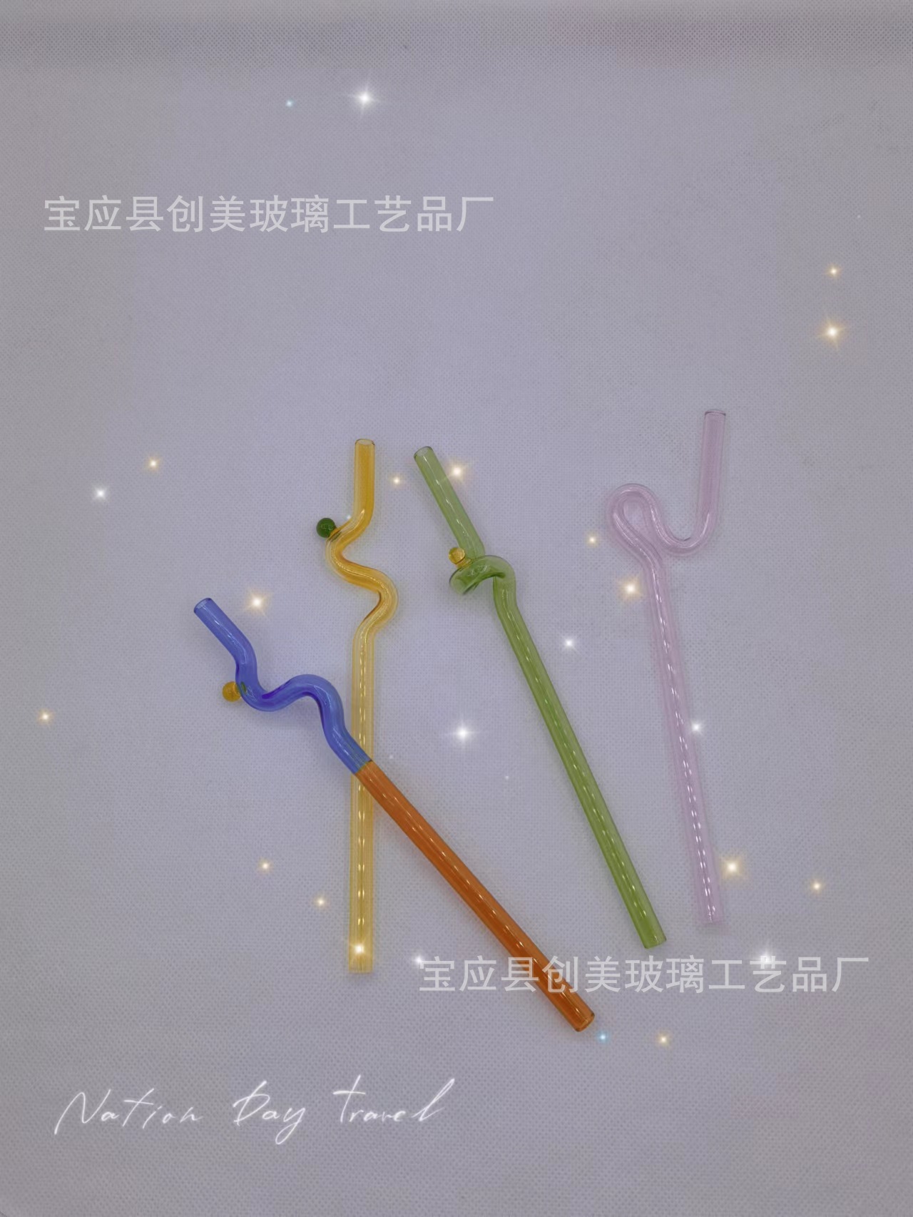 Arte creativo de color paja de vidrio de color a juego paja especial en forma de vidrio resistente a altas temperaturas beber paja al por mayor