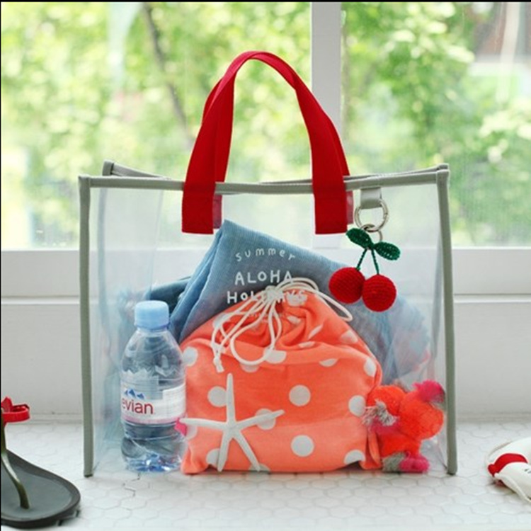 Bolso de playa de PVC transparente a juego de color de moda bolso de viaje bolso de baño de mano bolso de almacenamiento de ropa portátil moda