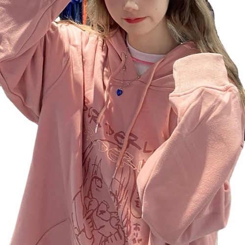 Fashionable salt-type small age-reducing street loose casual hooded hooded sweatshirt for women ins lazy style top