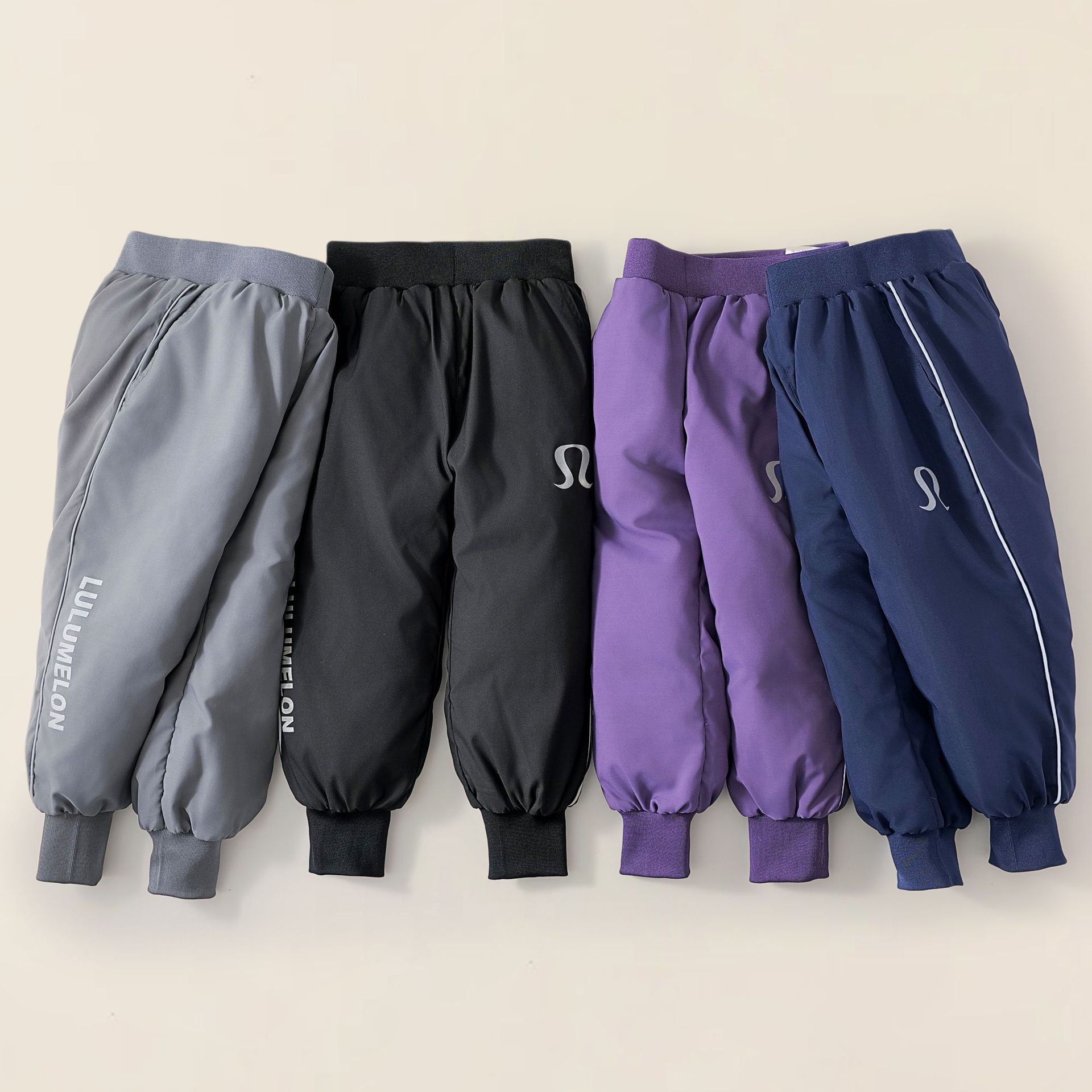 LuLu儿童羽绒裤2025新款反光条中大童男女童白鸭绒加大加厚简约风