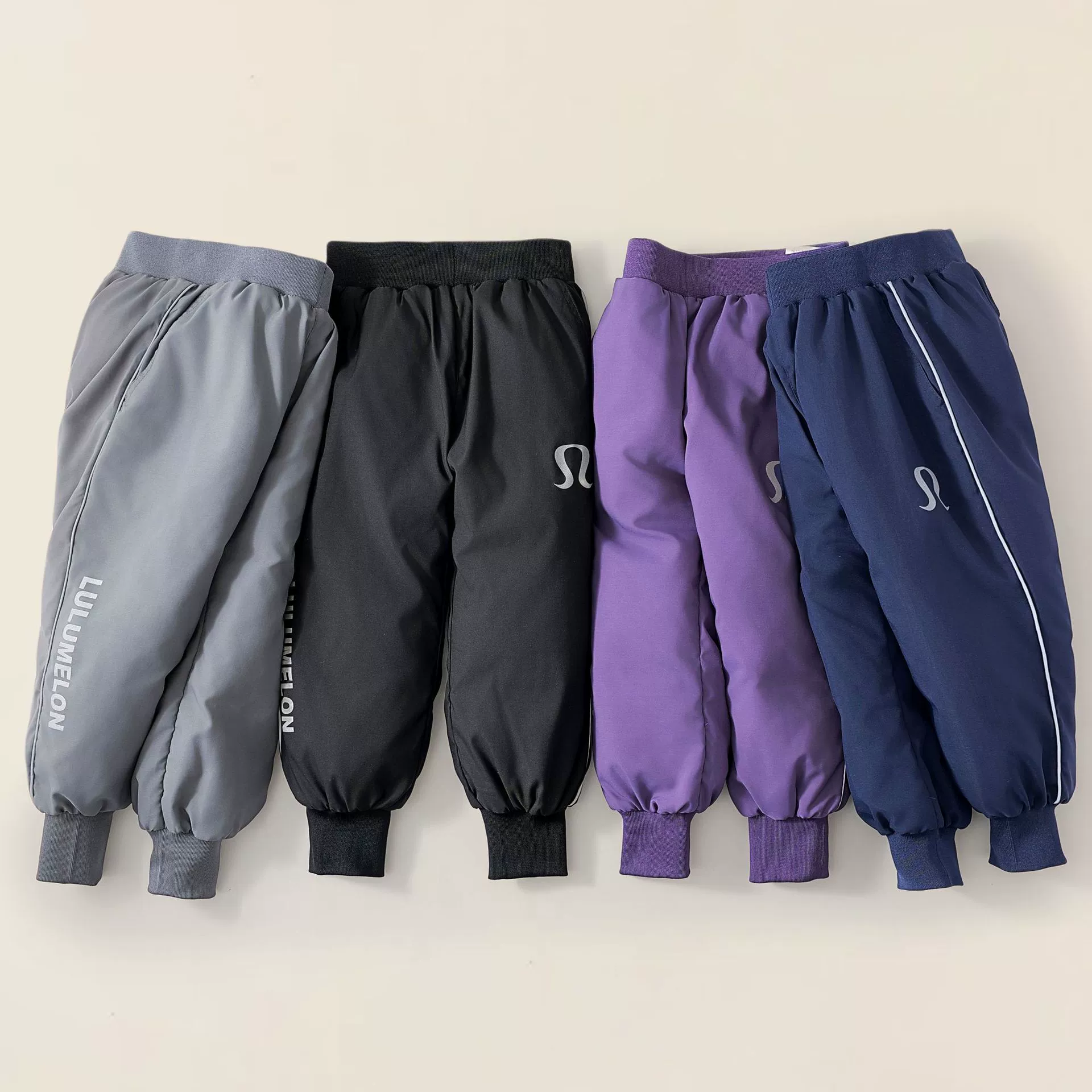 Детские пуховые штаны LuLu, новая модель 2025 года, со светоотражающими полосами для мальчиков и девочек постарше, наполнитель — белый утиный пух, увеличенный размер и утолщенные, простой стиль.