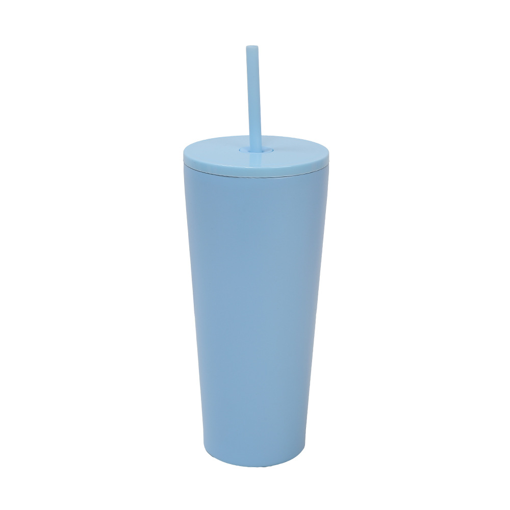 Nuevo producto transfronterizo de Amazon Taza de paja de aislamiento de acero inoxidable 304 Taza de agua de doble capa para niñas de gran capacidad y simple portátil