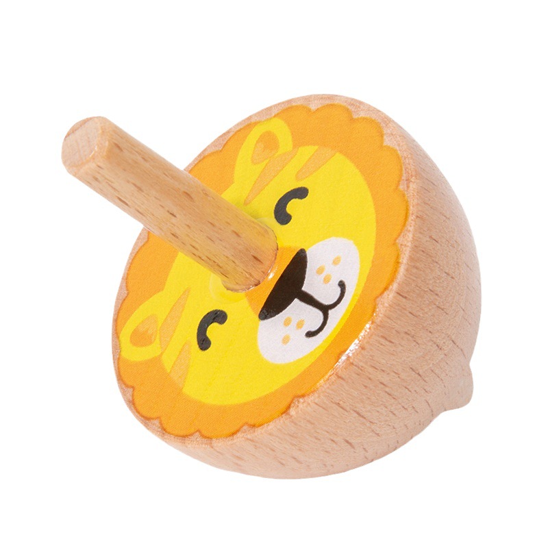 Giro de madera de dibujos animados infancia giroscopio giratorio de color infantil giroscopio manual juguetes de madera pequeño giroscopio