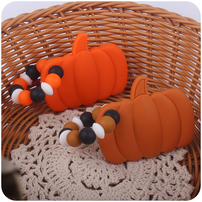 Nuevo bebé suministros calabaza mordedor dientes molienda pulsera bebé calabaza cuentas de silicona pezón cadena anti-caída