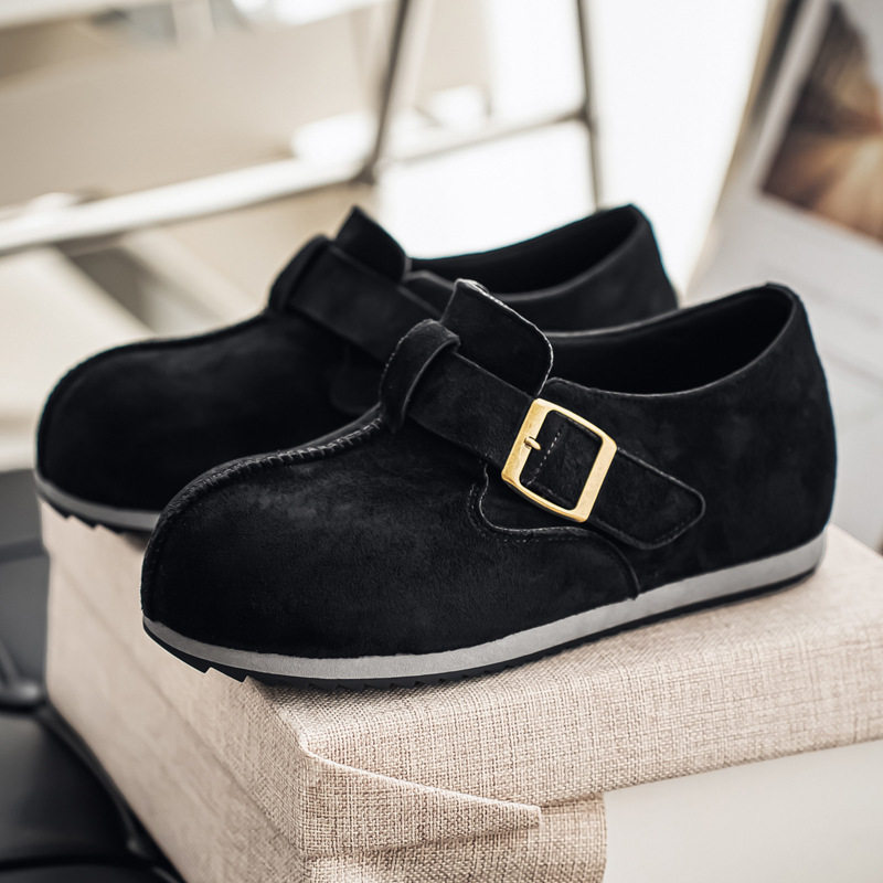 Giày lười nam mũi tròn phong cách retro, dễ xỏ, chống trượt, gót vừa 3-5 cm — 2873 màu kaki, 2873 màu vàng, 2873 màu đen
