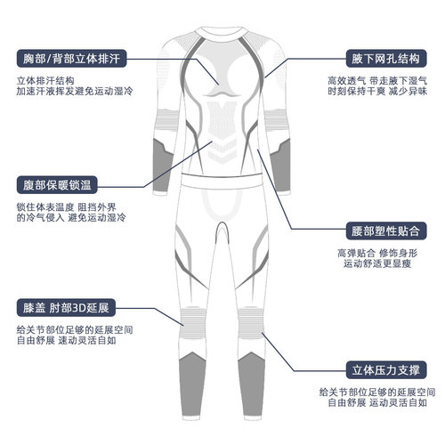 Professional men's and women's ski sports compression clothing autumn and winter cycling tight-fitting sweat-wicking breathable thermal underwear outdoor quick-drying clothing