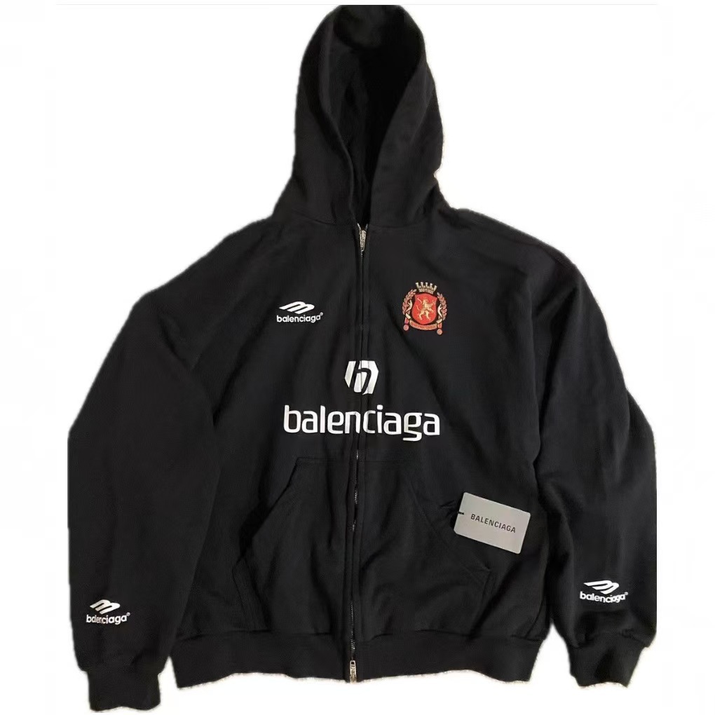 Balenciaga Soccer Oversized Zip Sweater Black