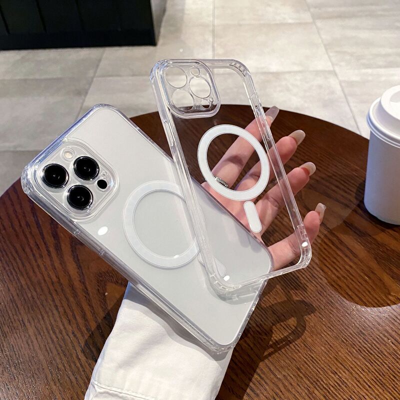 Suitable for Apple 17Promax Precision Hole Magnetic Anti-Fingerprint Phone Case Iphone15 Acrylic Transparent Protective Cover Suitable for Apple 17Promax Precision Hole Magnetic Anti-Fingerprint Phone Case Iphone15 Acrylic Transparent Protective Cover