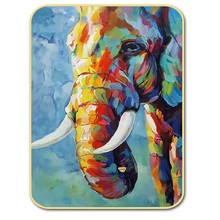 客厅玄关装饰画走廊挂画现代简约竖版壁画手绘大象装饰画圆角版画