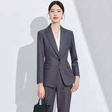 藏蓝色西装套装女职业正装气质通勤修身款银行工作服西服外套套裙