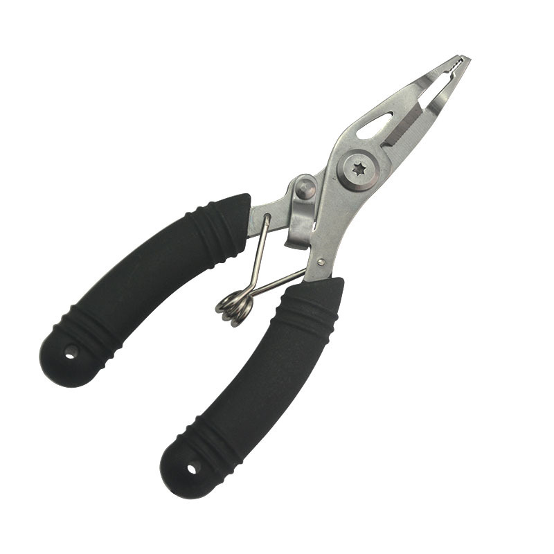 Mini multifunctional lure pliers with flat jaws for pulling line, tying hooks, removing fish hooks, and clamping line, portable fishing line scissors
