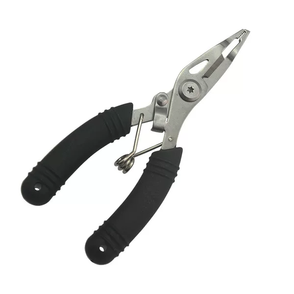 Mini multifunctional lure pliers with flat jaws for pulling line, tying hooks, removing fish hooks, and clamping line, portable fishing line scissors