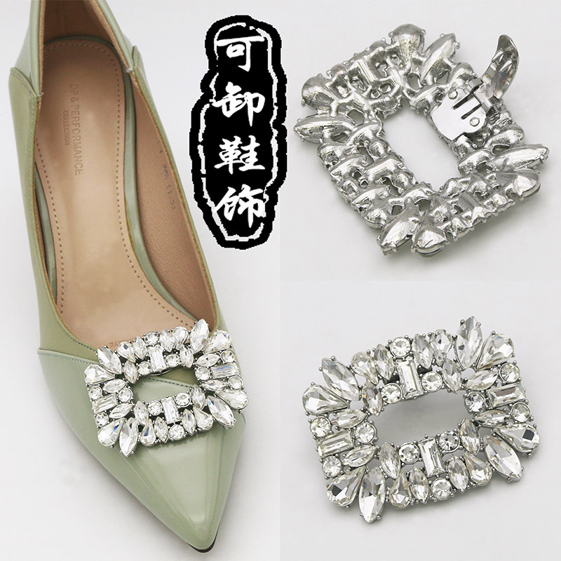 Cruz-frontera zapato de metal hebilla decoración todo-Partido rhinestone zapatos accesorios zapatos de la boda decoraciones de flores accesorios de tacones altos extraíbles