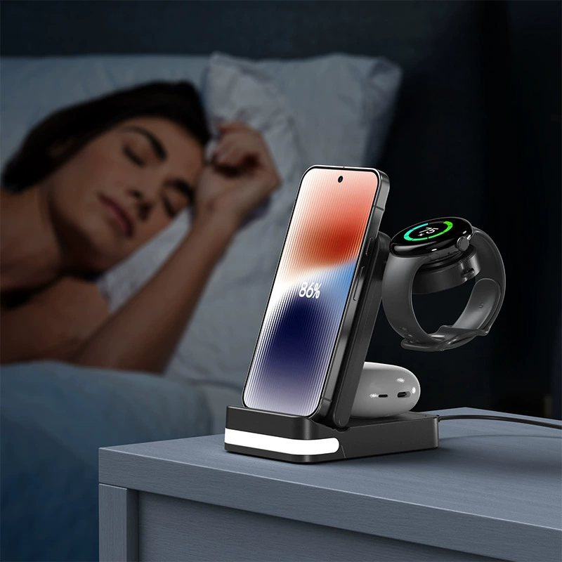 Huawei, Apple, Samsung, беспроводное зарядное устройство, часы, складные наушники, с синхронизацией с телефоном, три в одном