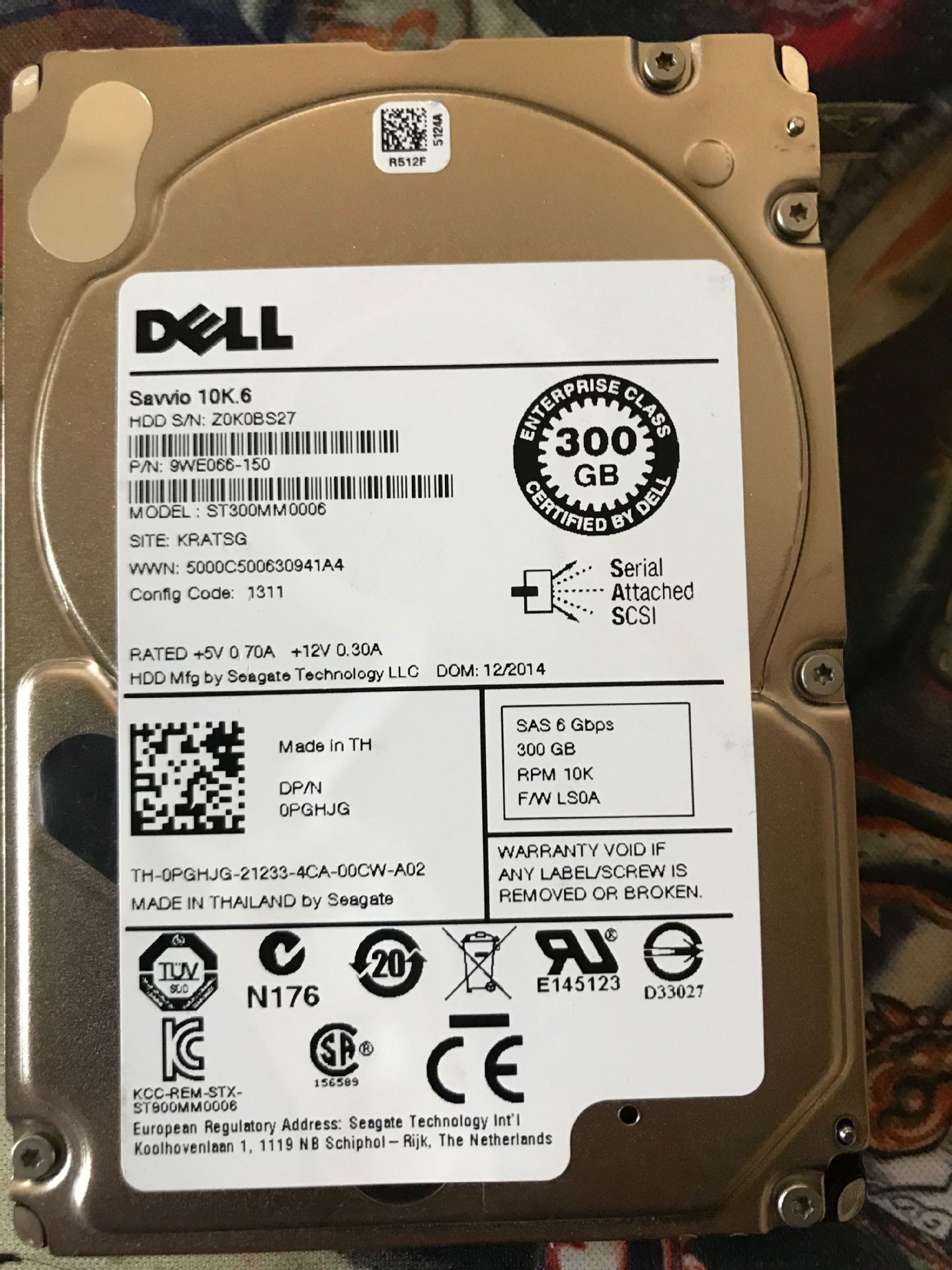 For DELL SAS 300G ST300mm0006 10K6 2.5 0PGHJG