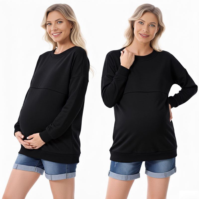 Bestseller Cross-Border European American Loose Maternity Pre And Postpartum Fleece Sweatshirt Winter Thickened Outerwear Plus Size ALYCExiyuebaobao_voghion.com
