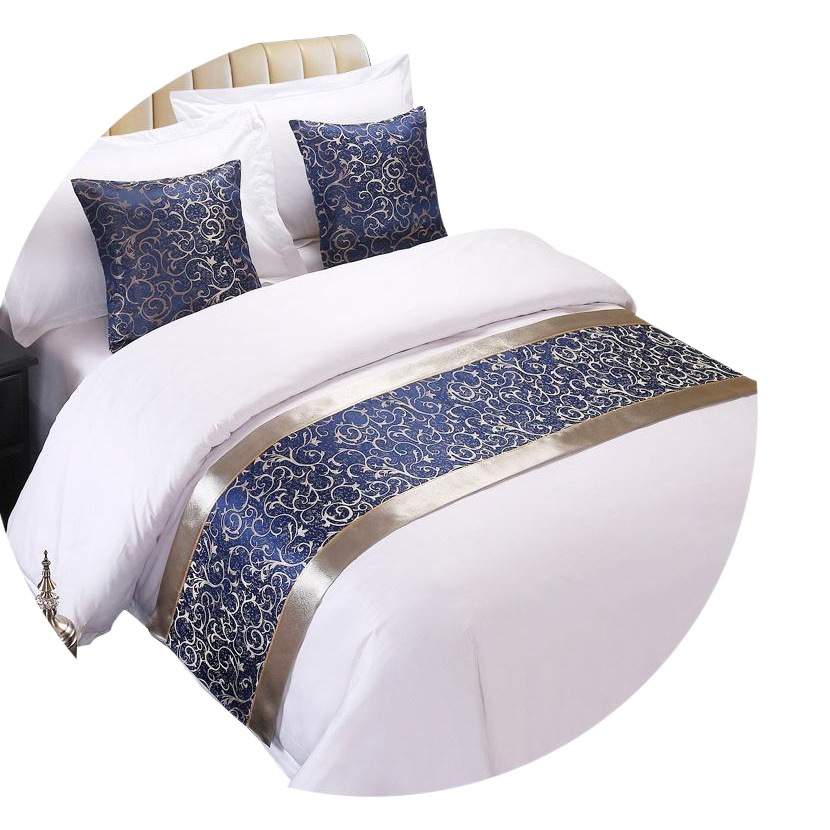 Hotel bed flag bed end towel wholesale hotel simple modern Chinese gold bed cover bed end cushion pillowcase