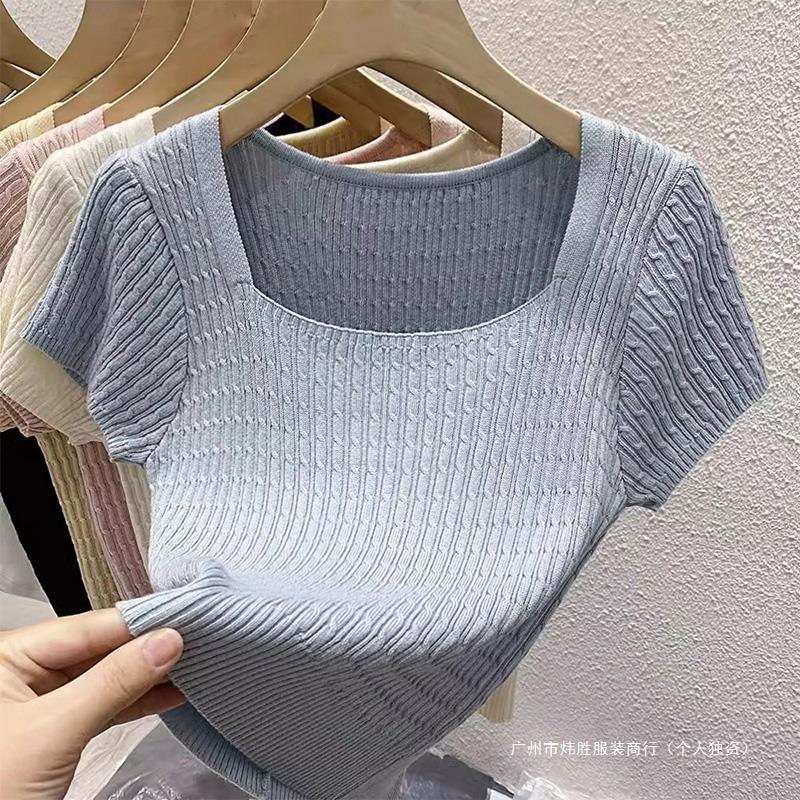 Solid color spring design fashionable knitted sweater