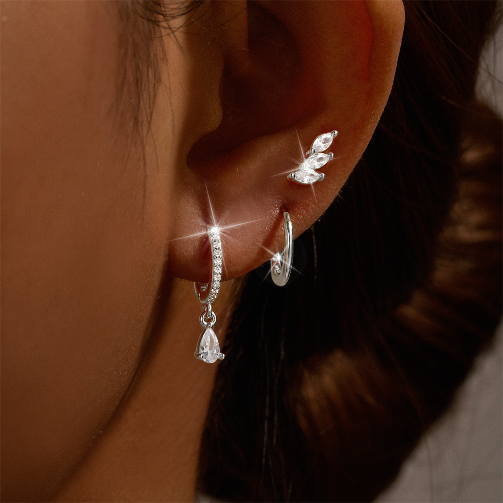 5g Weight 925 Sterling Silver Ear Needle Material December Birthstone Turquoise, Zircon Inlay Material Earrings Classification 3 Pieces Set Quantity Holiday, Daily Occasion 925 Sterling Silver Material Geometric Pattern Women's Gender Plating, Inlay Design Simple Style Style 3 Pieces Set 925 Sterling Silver Turquoise Zircon Geometric Earrings 67