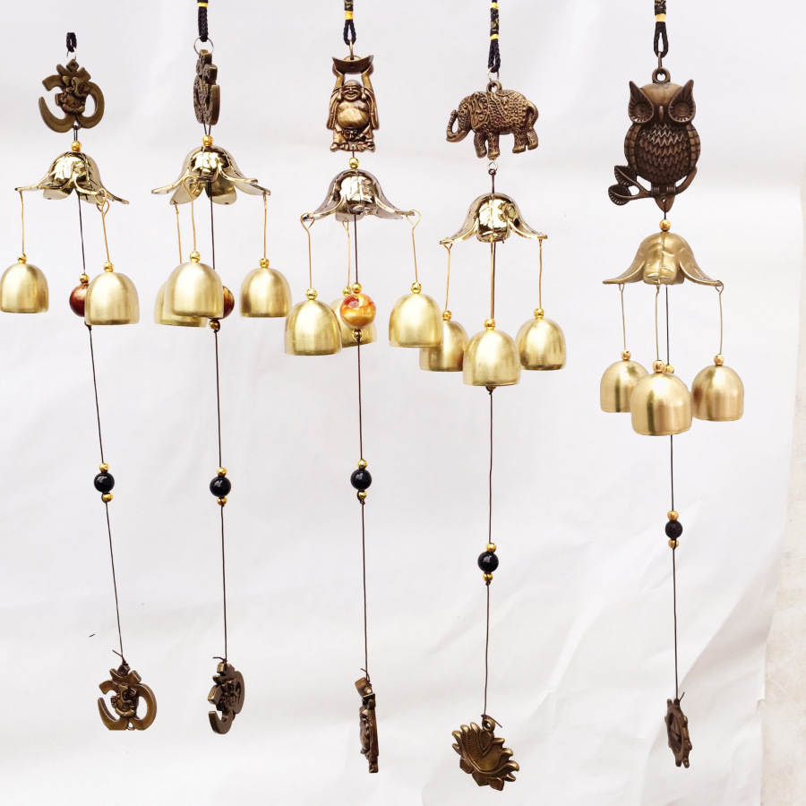 Foreign Trade Antique Bronze Metal Bell Rust-Proof Wind Chime Copper Alloy Auspicious Good Luck Hanging Ornament_voghion.com